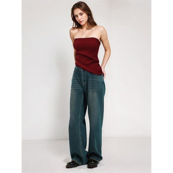 Women Jeans High Waist Wide Leg Baggy Y2K Vintage Boyfriend Denim - Picture 8 of 8